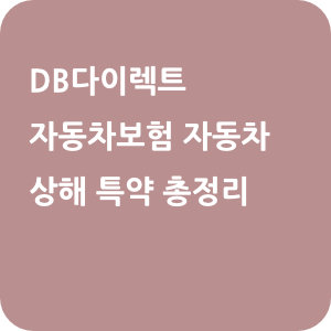 DB다이렉트 자동차보험 자동차 상해 특약 총정리