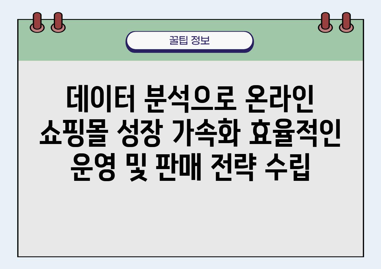 데이터 분석으로 온라인 쇼핑몰 성장 가속화 효율적인 운영 및 판매 전략 수립