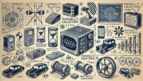 An illustration depicting the applications of Maxwell's Equations