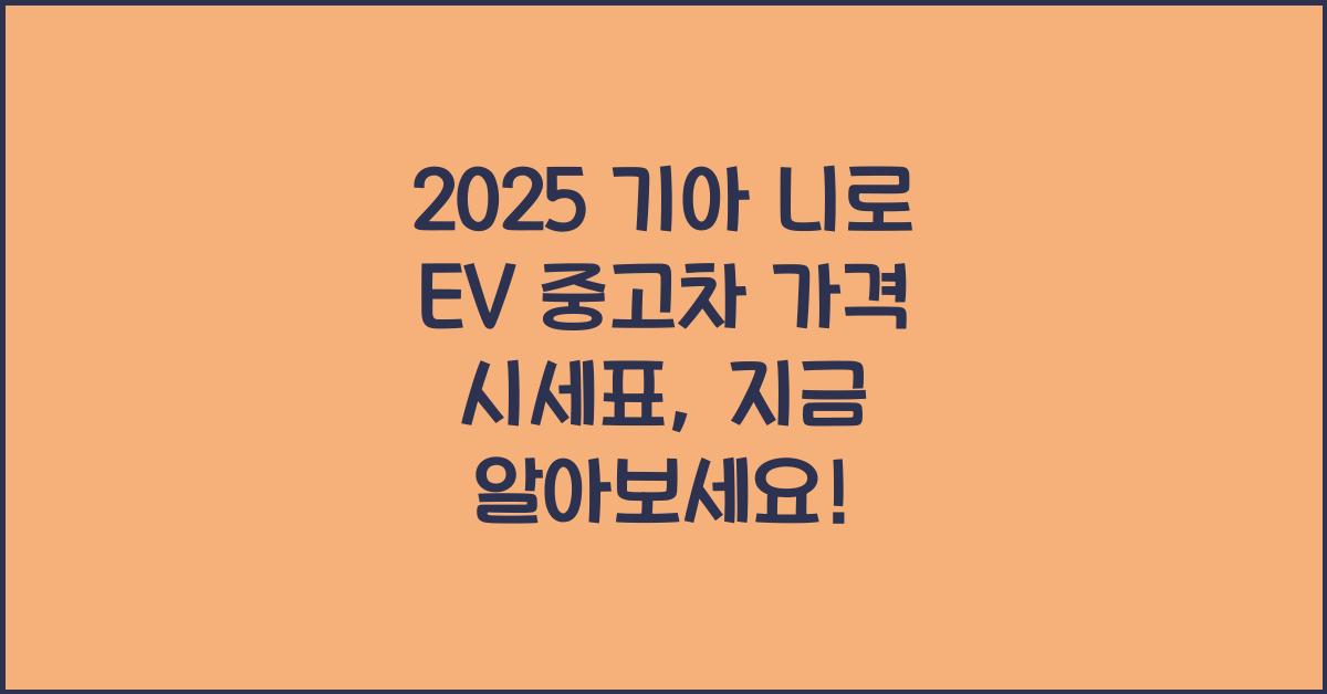 2025 기아 니로 EV 중고차 가격 시세표