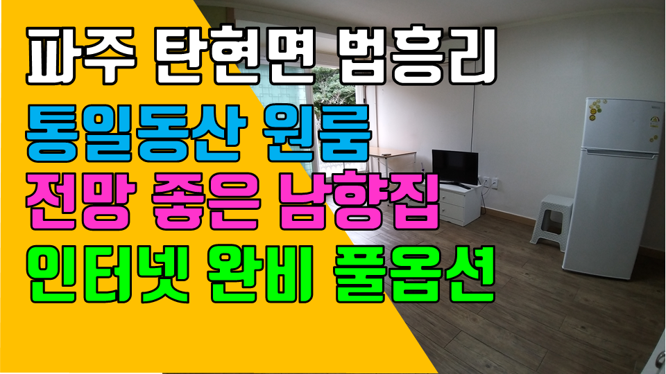  파주 탄현면 법흥리원룸 통일동산 헤이리 파주영어마을 원룸 월세 200/27만 인터넷제공 풀옵션 1층 개방감 좋은 넓은 원룸
