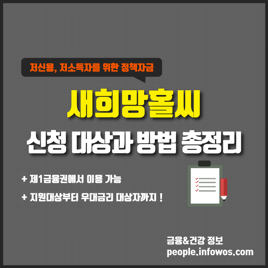 새희망홀씨 지원대상과 금리 한도 - 저신용 저소득자를 위한 정책자금대출