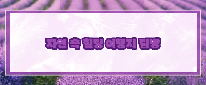 강원도 가볼만한곳 베스트10 2025 (+자연힐링여행)