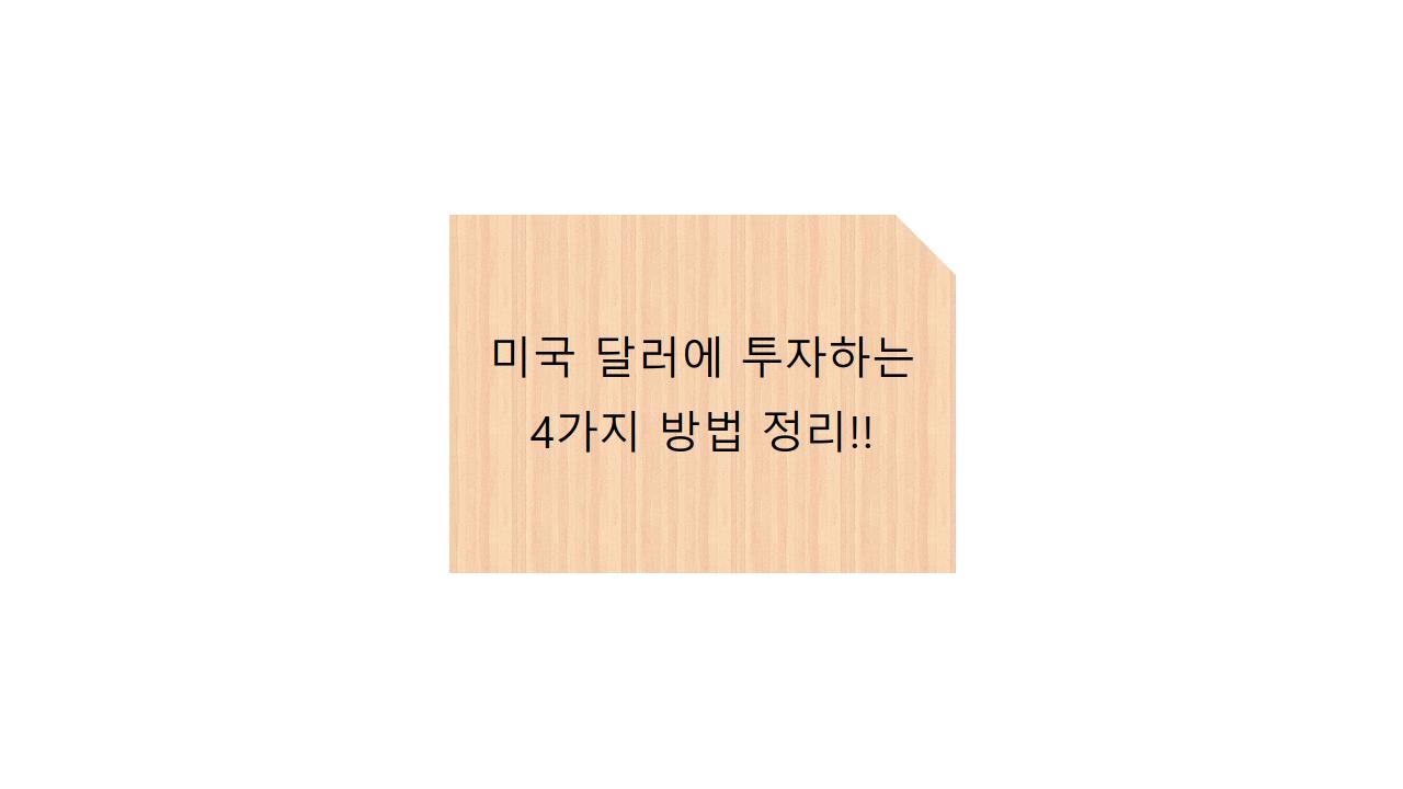  미국 달러에 투자하는 4가지 방법 정리!!