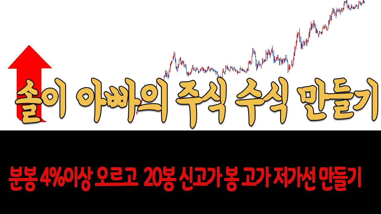  분봉상 4%이상 오르고 20봉상 신고가 봉 고가 저가선 만들기 -솔이 아빠의 주식 수식 만들기-