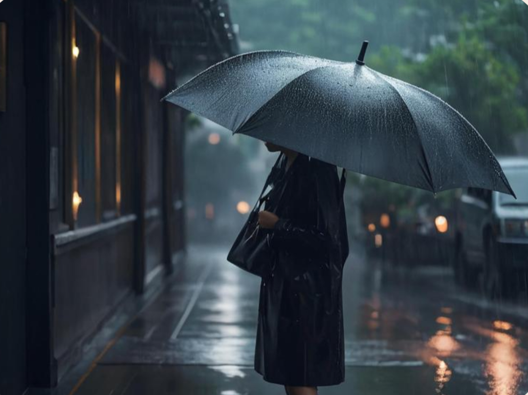장마철 우산쓰고 있는 사람