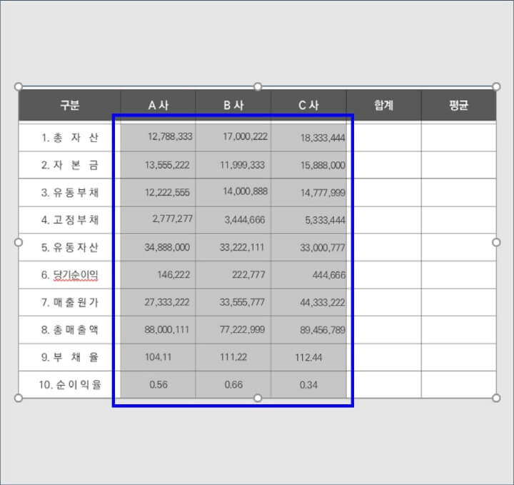여백-조정을-위한-표-선택-화면