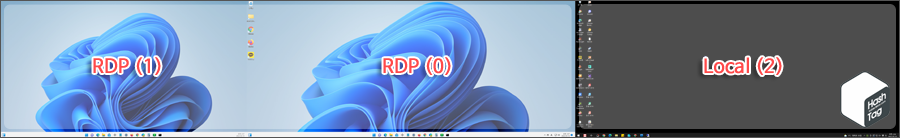 RDP 세션 2대, 로컬 세션 1대 구성