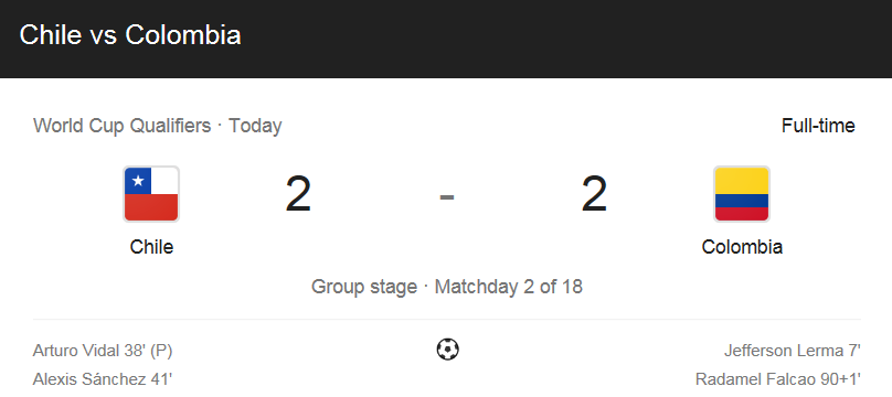  2022 FIFA 카타르 월드컵 남미예선 - 칠레 VS 콜롬비아 (2 대 2) 하이라이트
