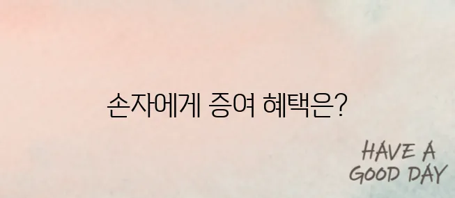 손자 증여 공제액 대해서 알아보기