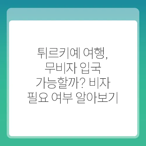 튀르키예 여행, 무비자 입국 가능할까? 비자 필요 여부 알아보기