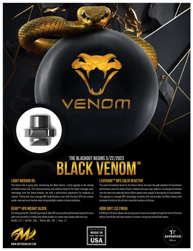 신상 볼링공(Bowling Ball) 모티브(MOTIV Bowling) 블랙 베놈(Black Venom™)