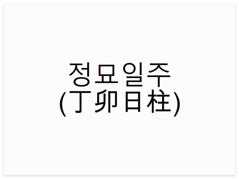  정묘일주(丁卯日柱) 일주론 요약