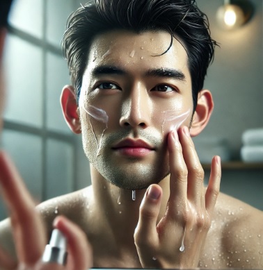 세안중인 남자