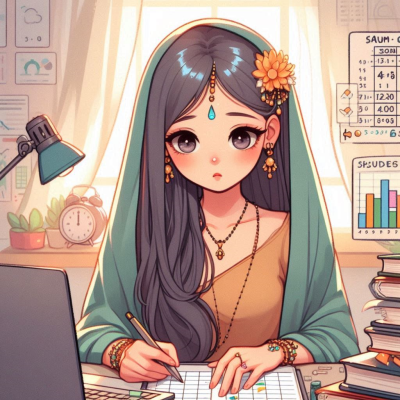 전통적인 분위기에서 공부하는 여성