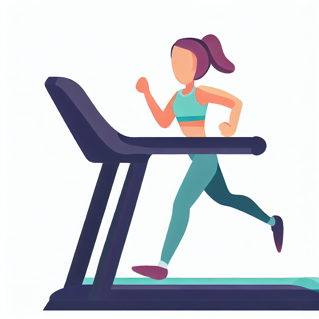 flat vector style image of a woman running on a treadmill
