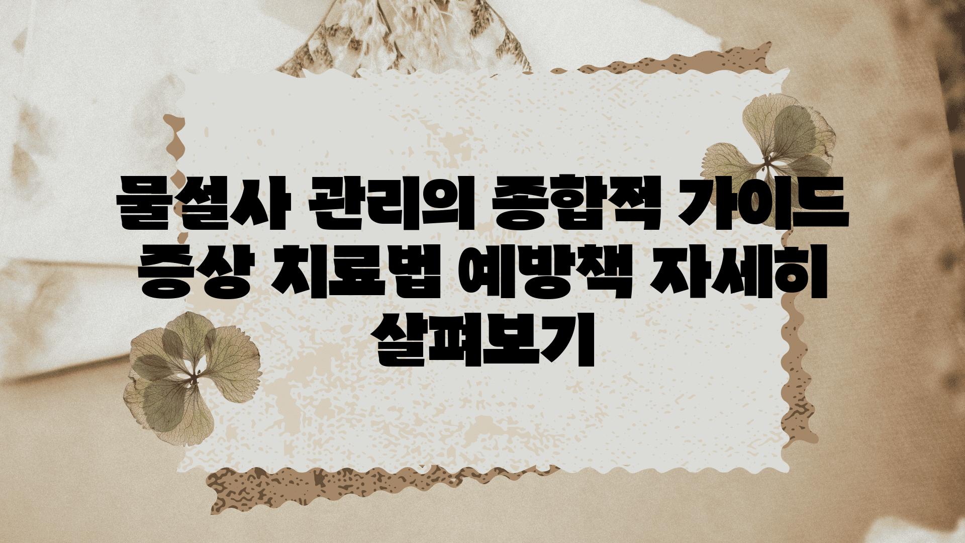 물설사 관리의 종합적 설명서 증상 치료법 예방책 자세히 살펴보기