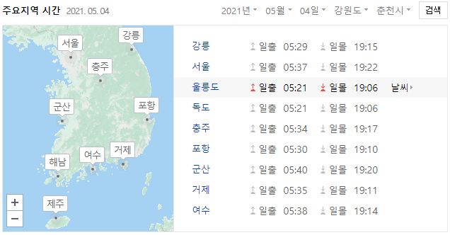 오늘 일출 일몰 시간 해뜨고 해지는 시간 찾는 방법 오늘 일출 일몰 시간 해뜨고 해지는 시간 찾는 방법