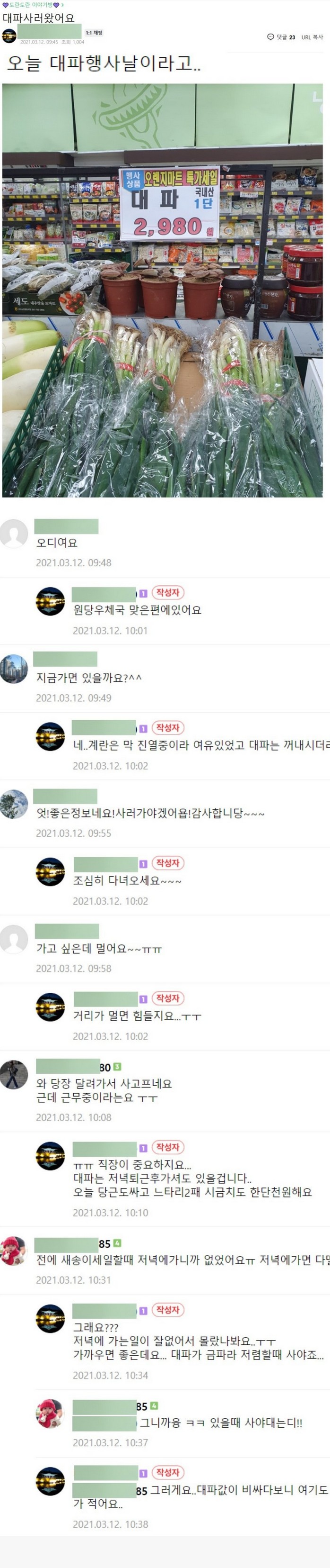 문재인 시절 대파가격