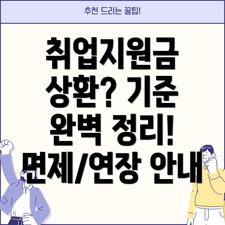 근로복지공단 취업지원금 상환 기초생활수급자 기준, 면제, 연장 안내