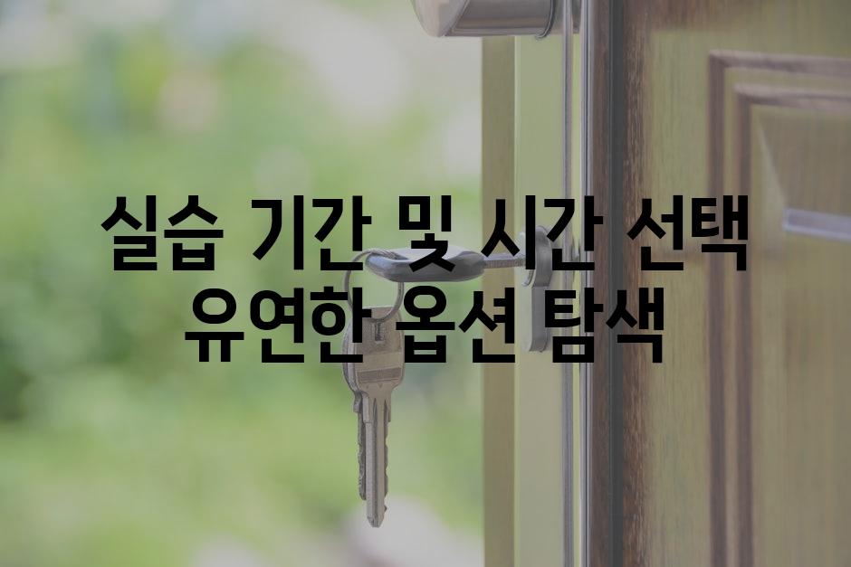 실습 기간 및 시간 선택 유연한 옵션 탐색