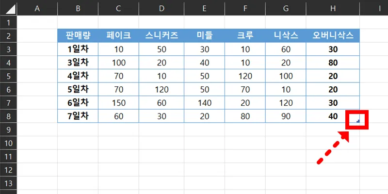 엑셀 표 만들기 예시24