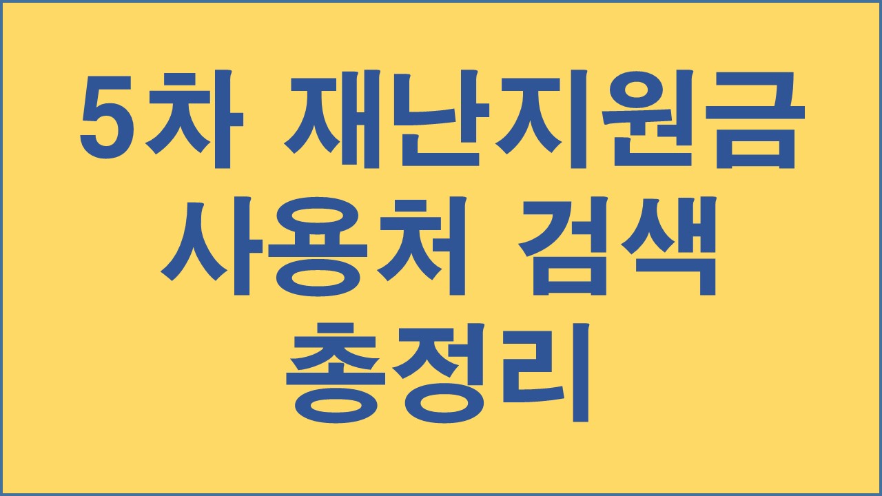 재난지원금 사용처 검색 총정리