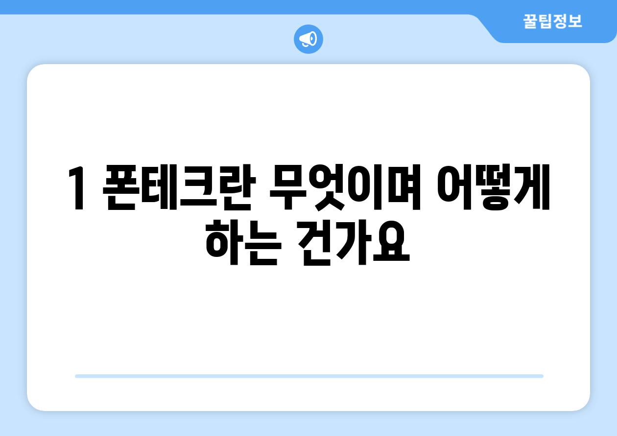 1. 폰테크란 무엇이며, 어떻게 하는 건가요?