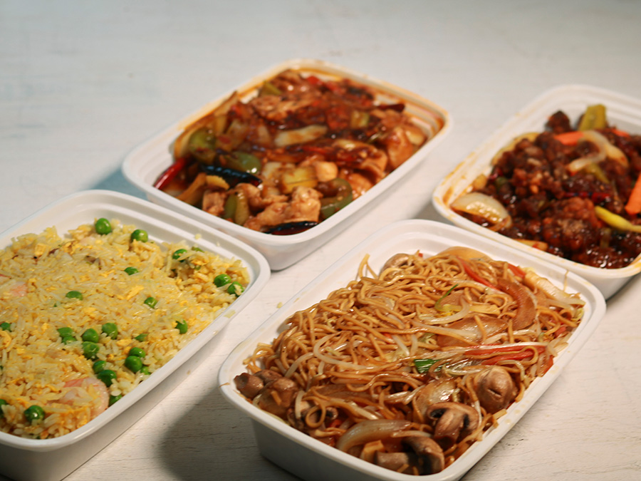 홍콩식 중국음식 배달. 새우 볶음밥 &#44; 진저 비프&#44; 사천 닭요리&#44; 차우멘