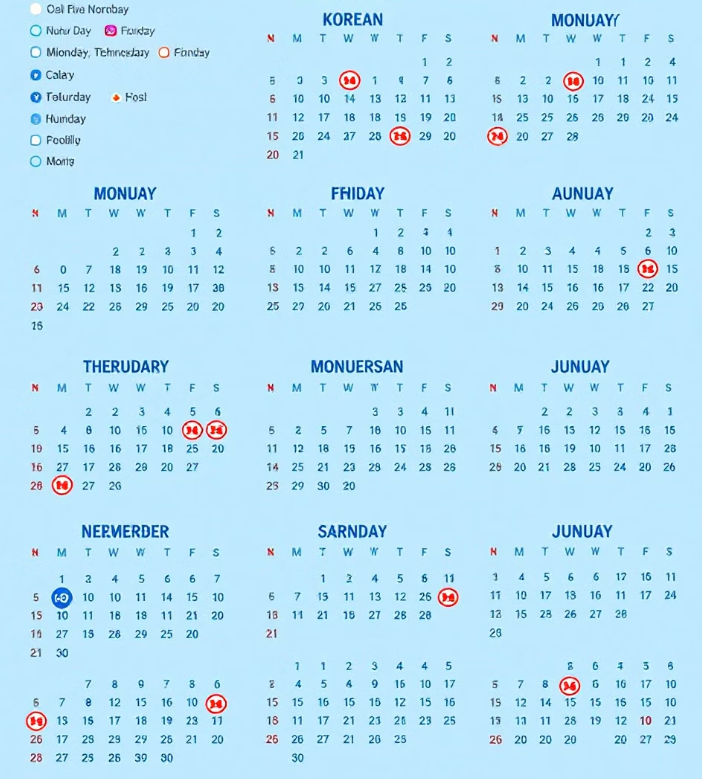2025년 대체공휴일&amp;#44; 공휴일수 법정공휴일 달력