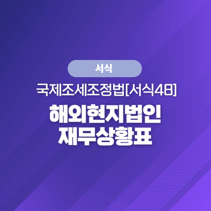  국세청 종합소득세 서식 - 국제조세조정법[서식48] 해외현지법인 재무상황표