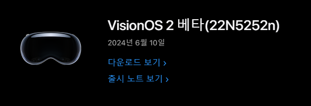 VisionOS 2 베타(22N5252n)