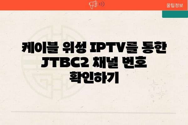 케이블 위성 IPTV를 통한 JTBC2 채널 번호 확인하기