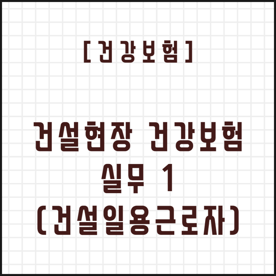  [건강보험] 건설현장 건강보험 실무 1 (건설일용근로자)