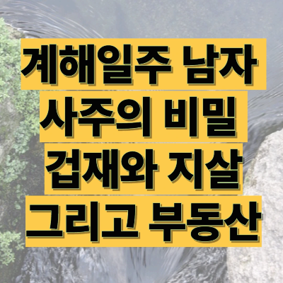 계해일주 남자 사주의 비밀 겁재와 지살 그리고 부동산
