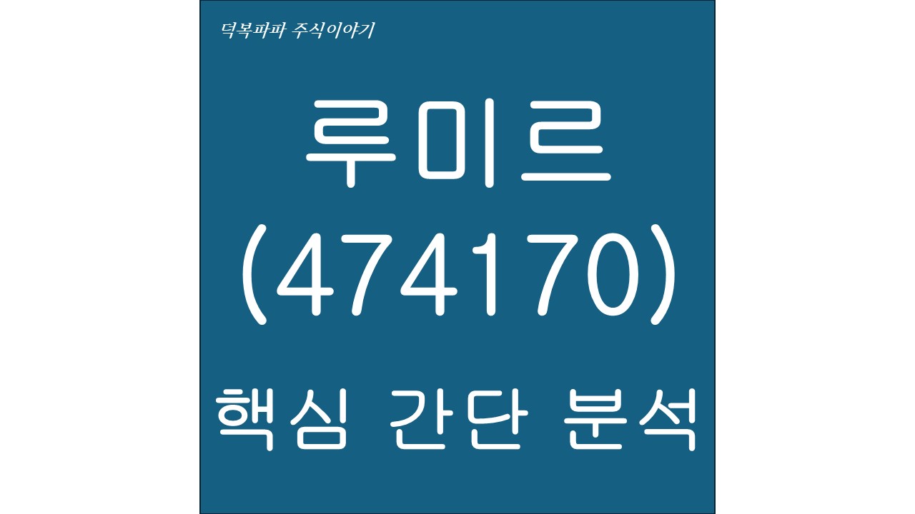 루미르(474170) 핵심 간단 분석