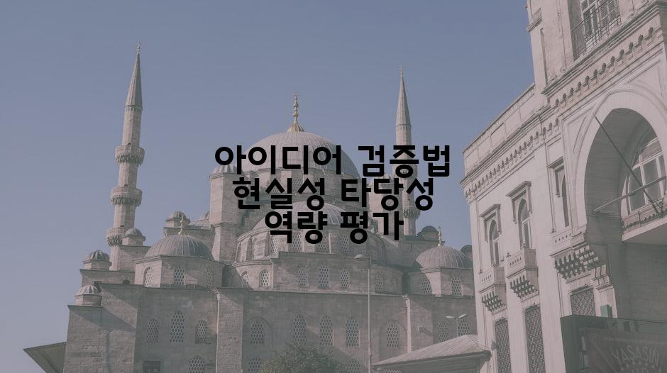 아이디어 검증법 현실성 타당성 역량 평가