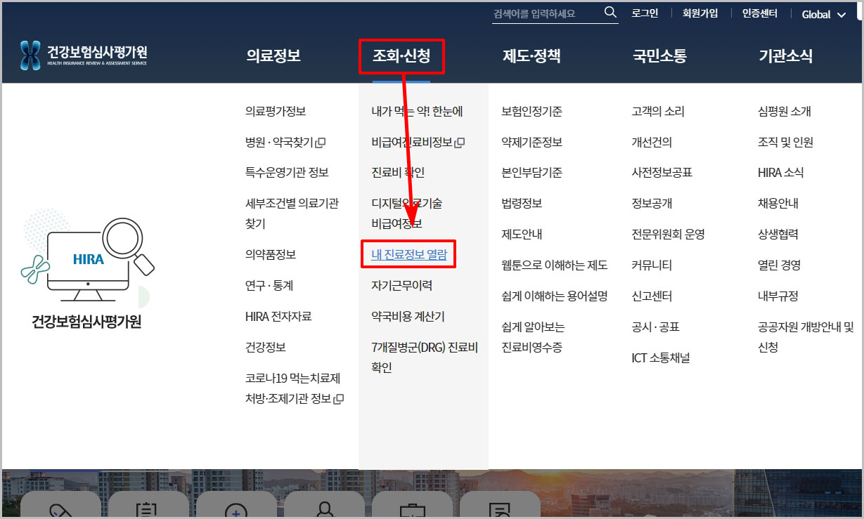 건강보험심사평가원 내 진료기록 열람