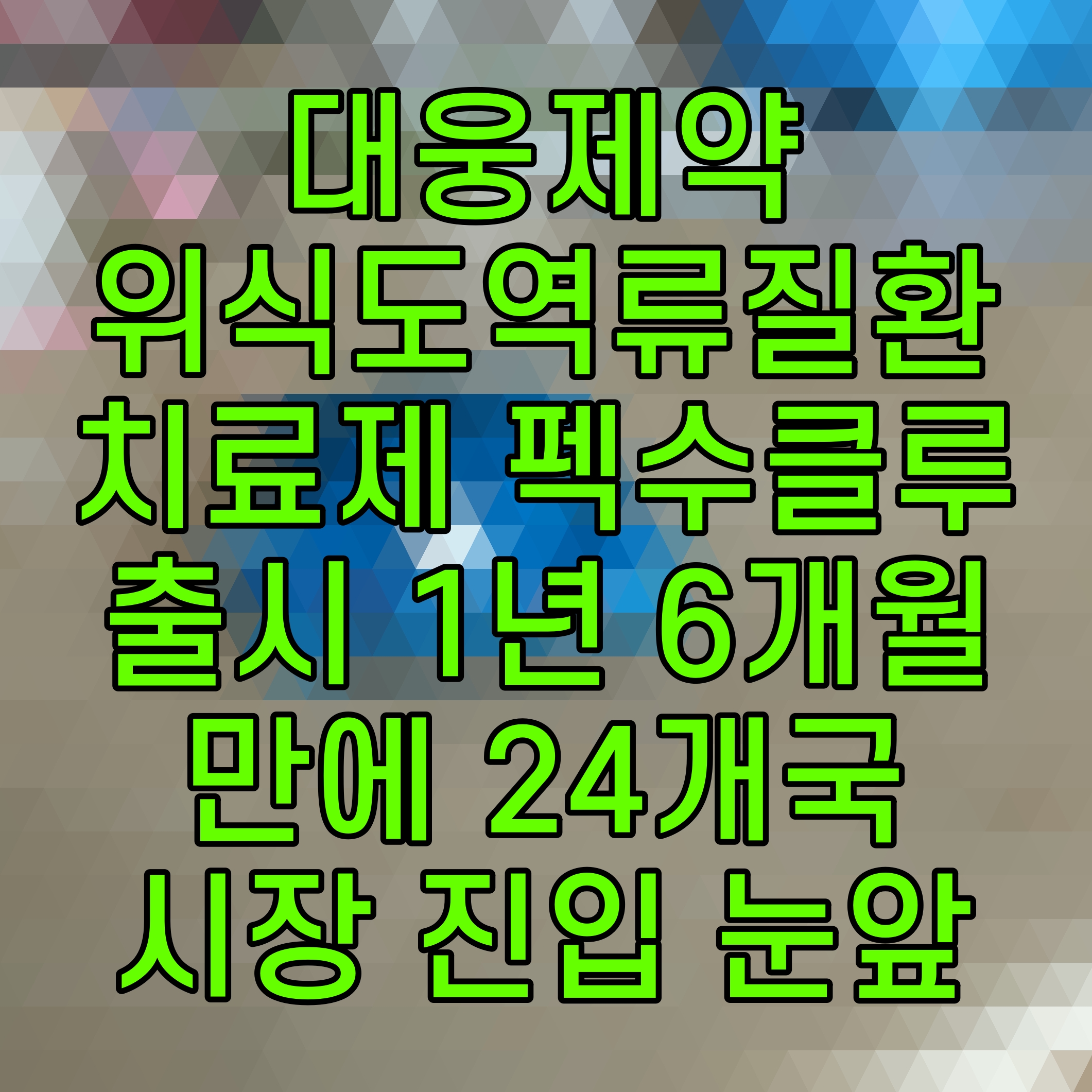  대웅제약 위식도역류질환 치료제 펙수클루 출시 1년 6개월만에 24개국 시장 진입 눈앞