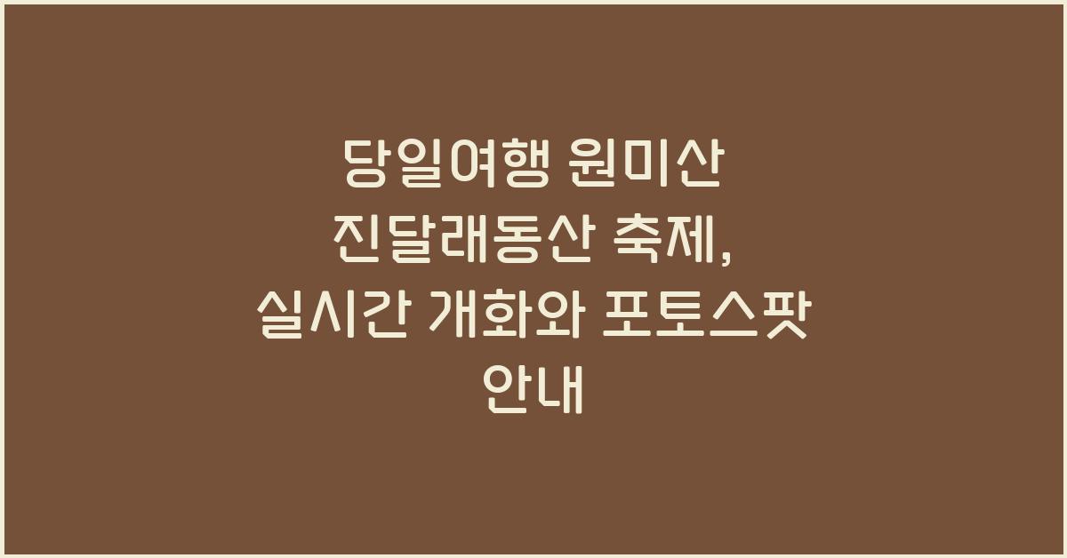 당일여행 원미산 진달래동산 축제