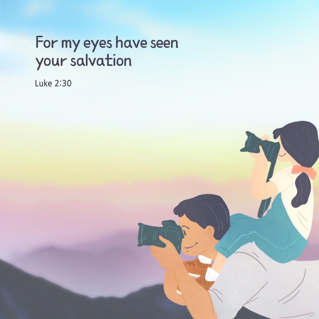 For my eyes have seen your salvation. (Luke 2:30) Daily bible verse image download