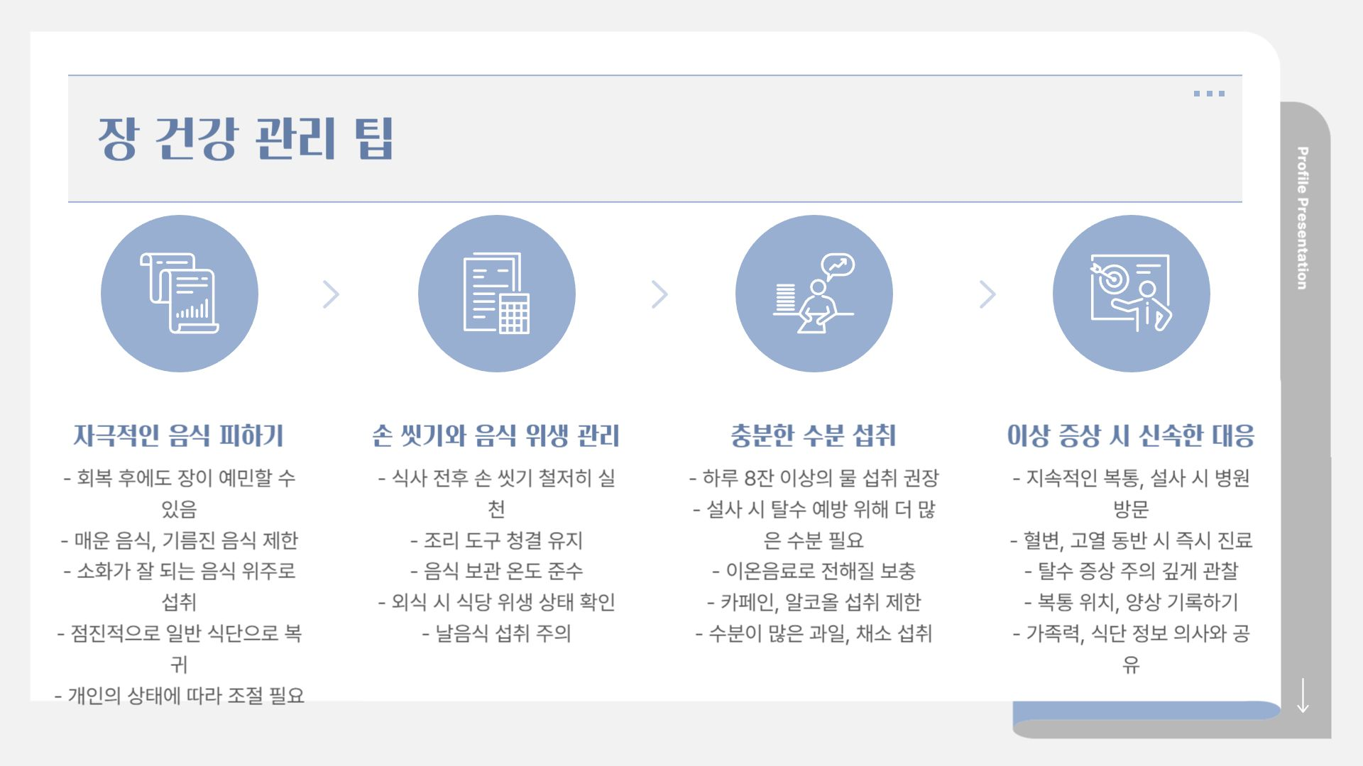 장 건강 관리 팁 요약