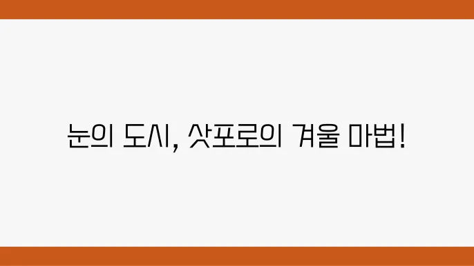 삿포로 겨울 스포츠 즐기는 모습