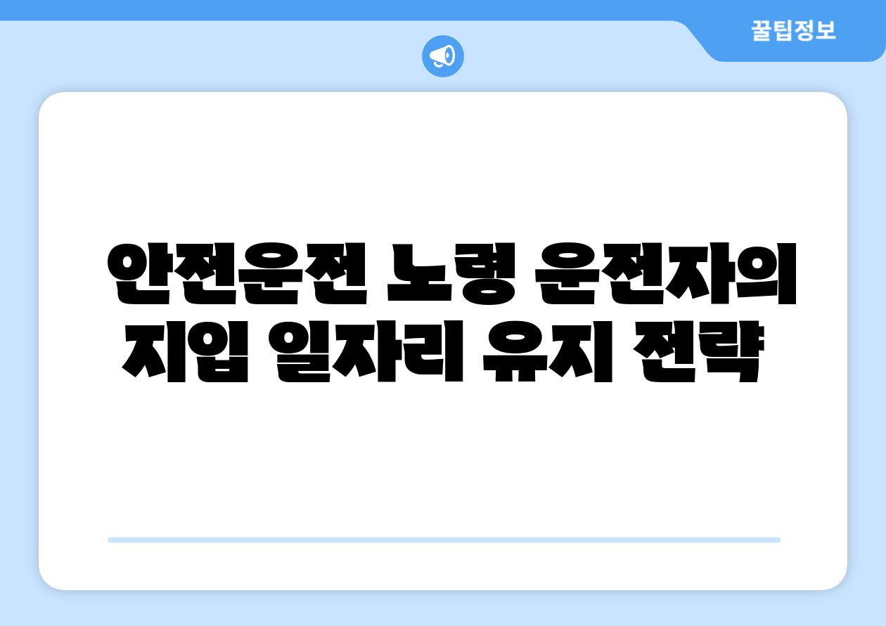안전운전 노령 운전자의 지입 일자리 유지 전략