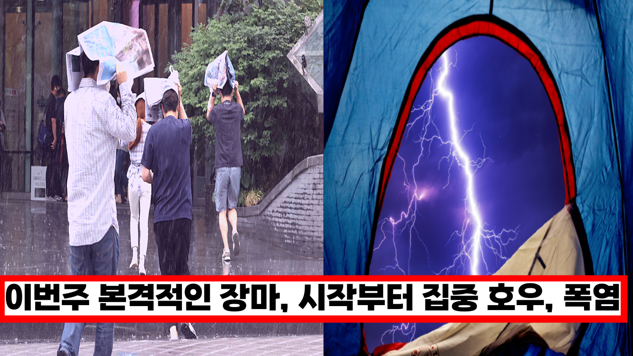  '집밖에 나갈때 꼭 우산 챙기세요' 이번주부터 장마 시작,  집중 호우 조심하세요.