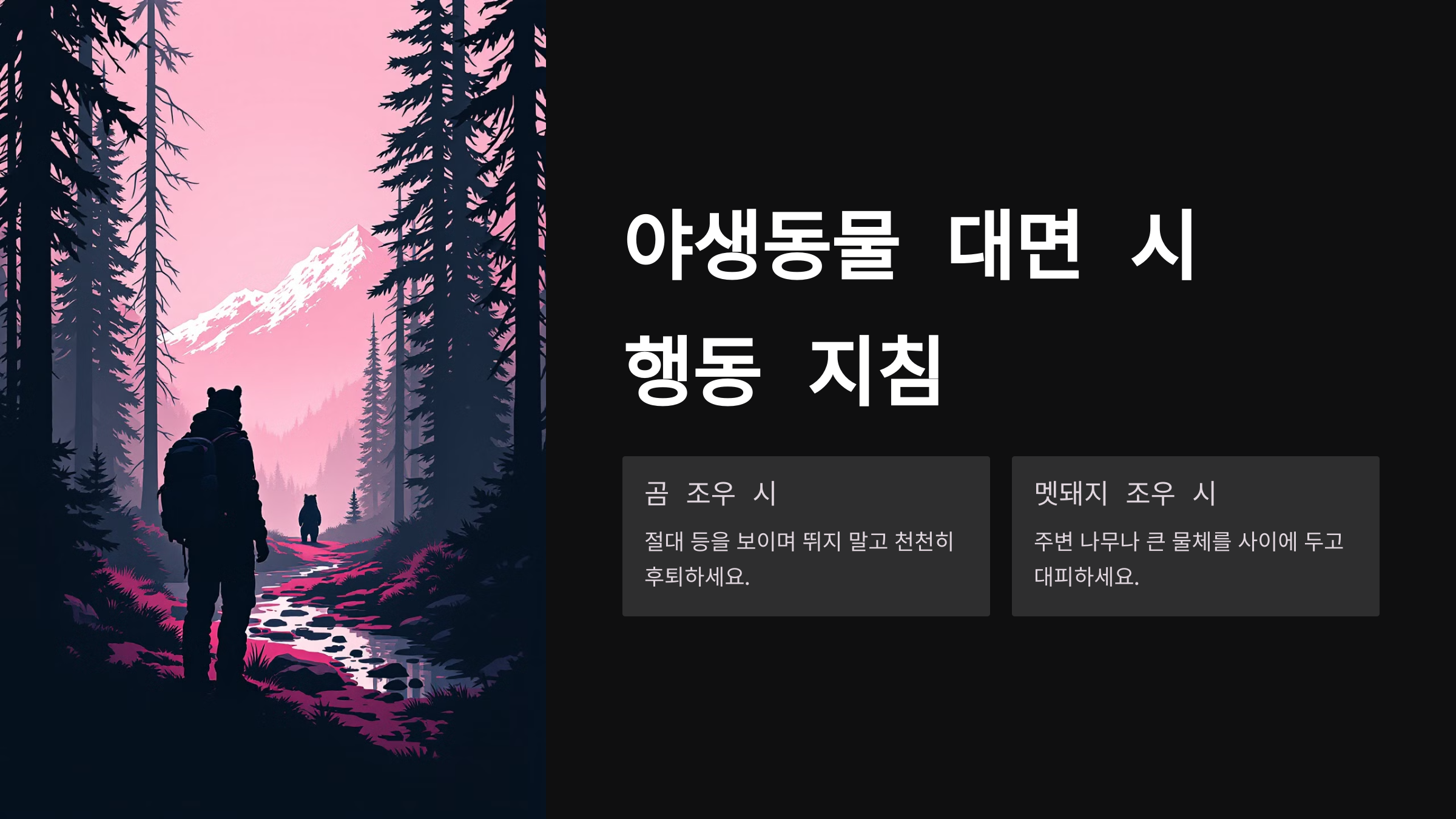 야생동물 대면 시 행동 지침