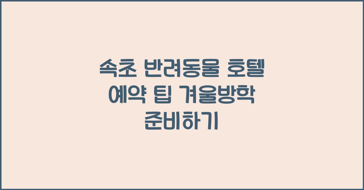 속초 반려동물 호텔 예약 팁 겨울방학