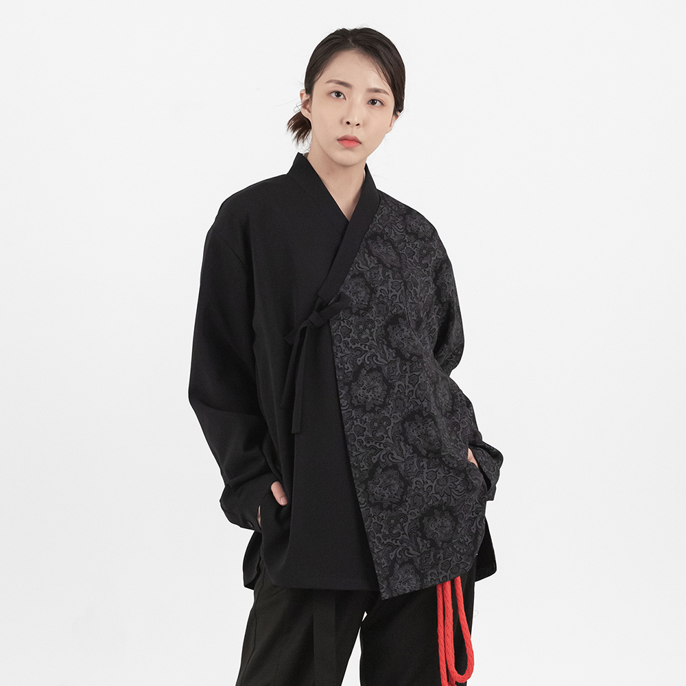 리슬 생활한복 불로초 오버핏 저고리 블랙 셔츠 자켓