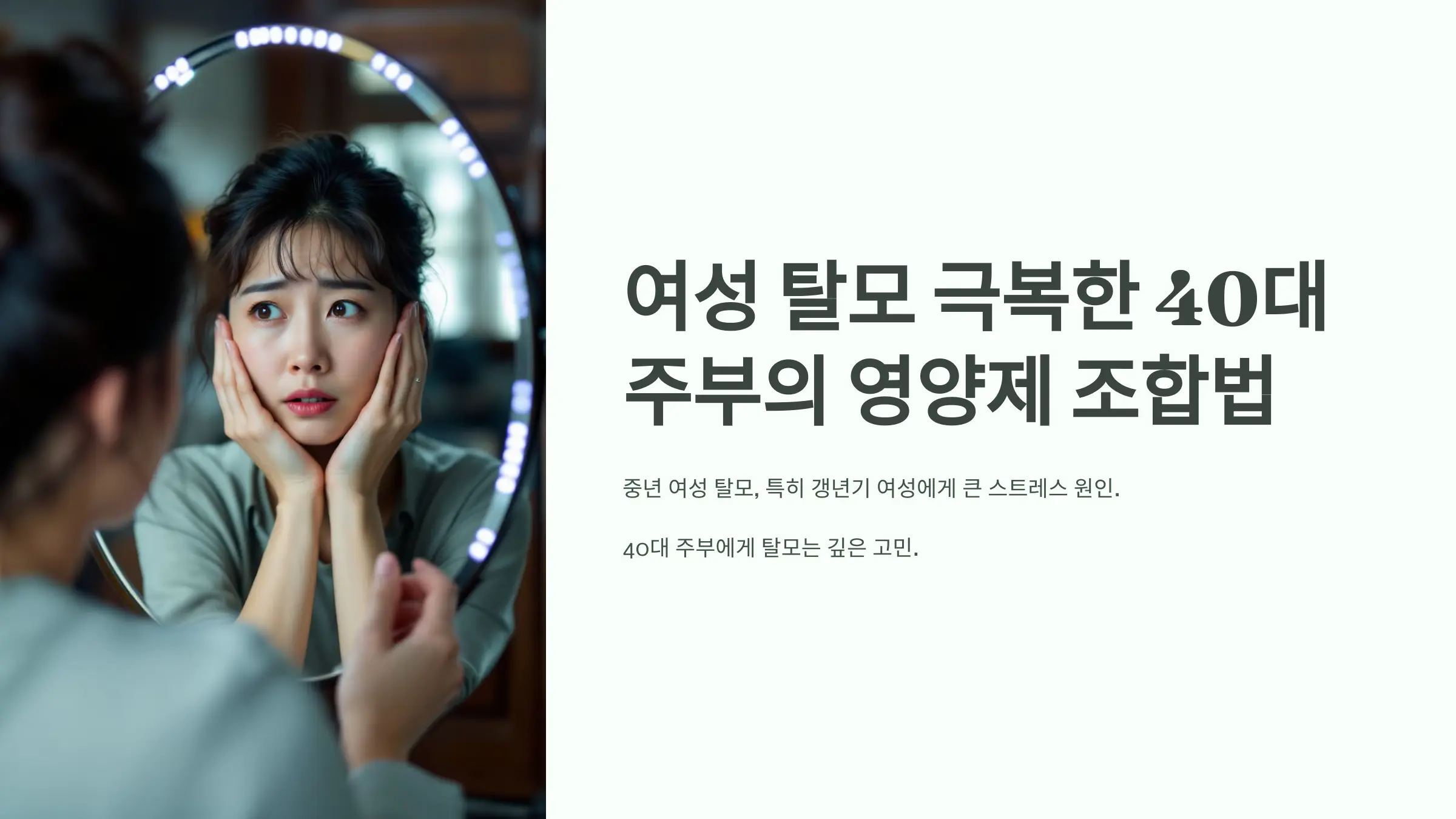 여성 탈모 극복한 40대 주부의 영양제 조합법 - 페리틴 수치부터 체크하세요