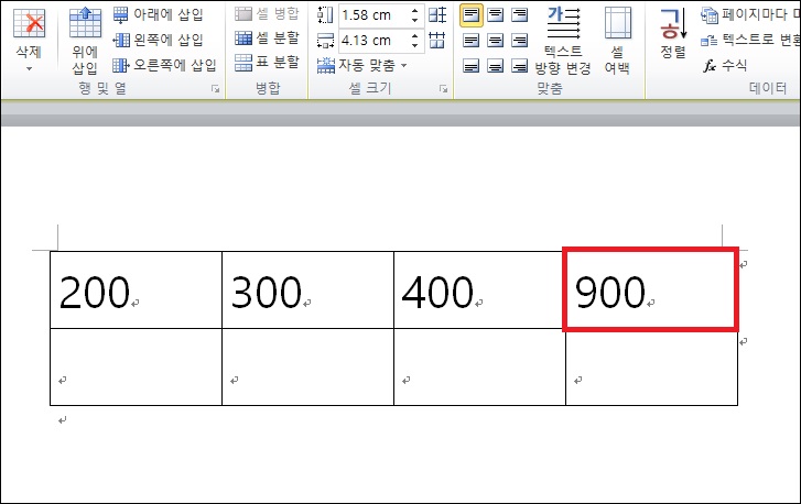 표의 결과값 확인